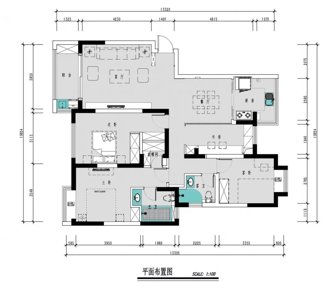 南京聚寶山莊137平米現(xiàn)代風(fēng)格裝修  年輕人的婚房可以這樣裝修04平面布置圖