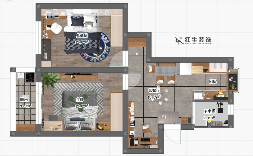 陶陽_小火瓦巷20號3-2-504-63㎡-現(xiàn)代輕奢風(fēng)格_平面圖