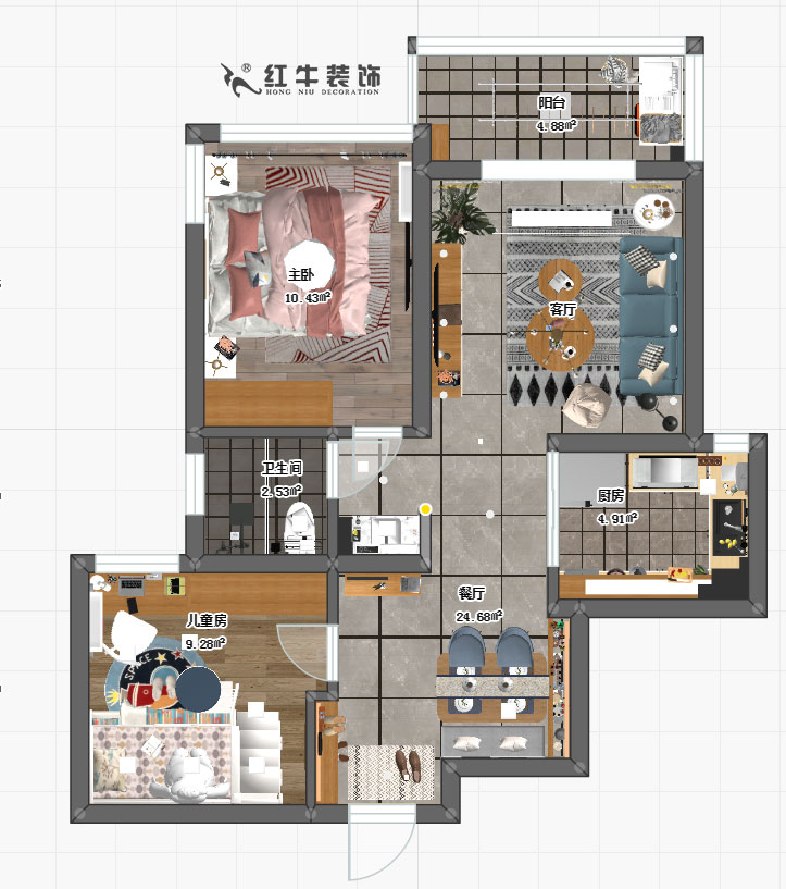 顧娟_啟迪方洲明園6-2502-77㎡-簡(jiǎn)約北歐風(fēng)格_平面圖