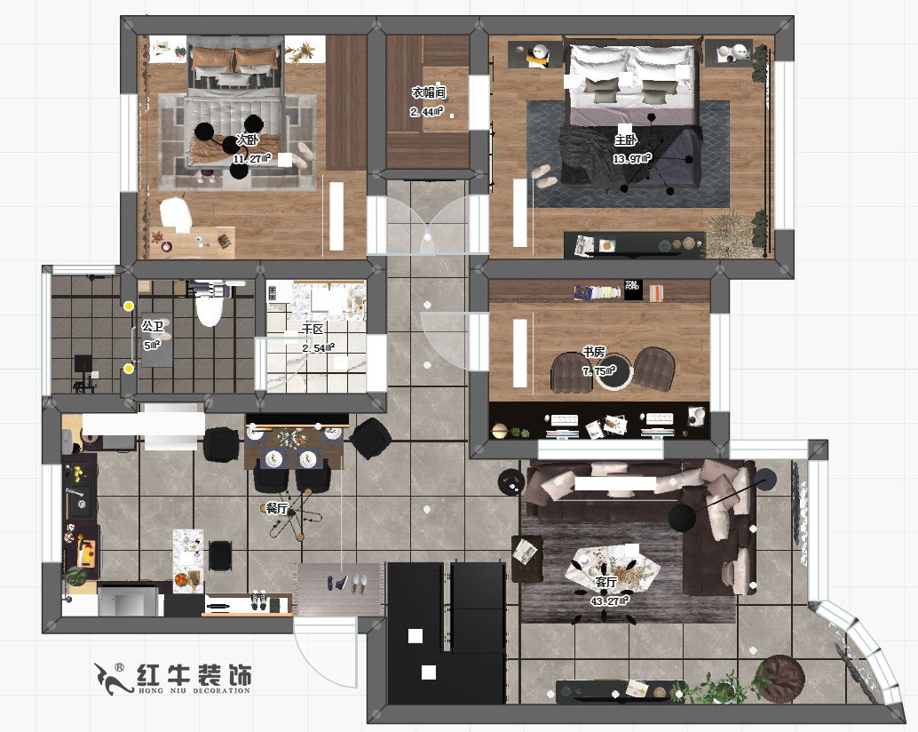 陶陽(yáng)_興都花園88號(hào)6-2-603-110㎡+閣樓-現(xiàn)代輕奢風(fēng)格_一樓平面圖