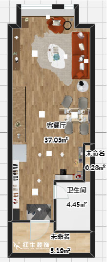 吳波_明發(fā)銀河城1-407-40㎡挑高-現(xiàn)代風格00彩平圖