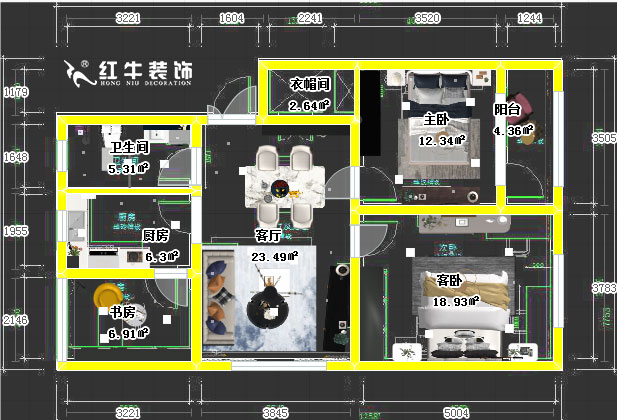 顧娟_苜蓿園大街238號(hào)3-4-508-90㎡-簡(jiǎn)約風(fēng)格00平面彩圖