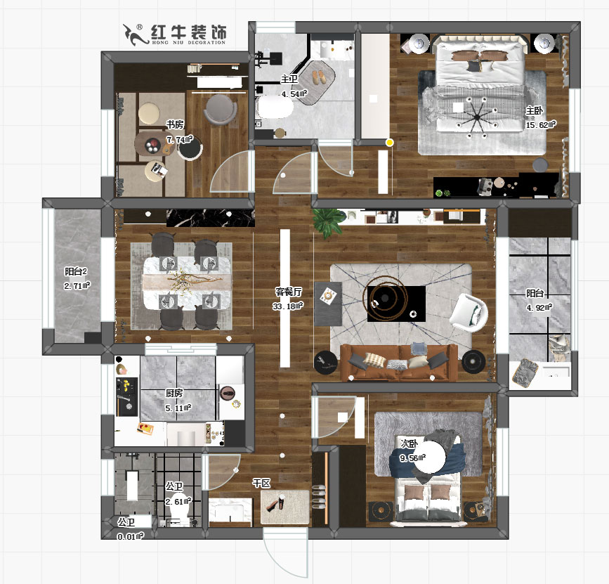 張桐瑋_保利國際社區(qū)2期5-2703-115㎡-現(xiàn)代簡約風(fēng)格00彩平圖