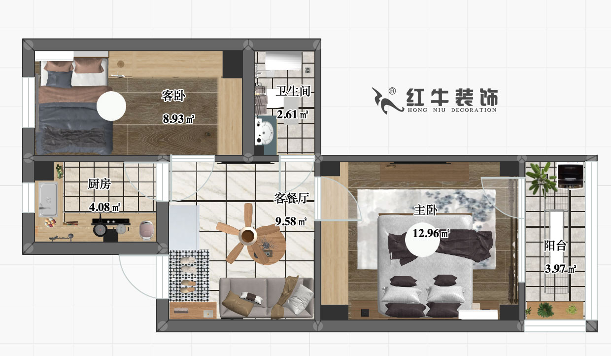 張桐瑋_泰倉巷8號203室-47㎡-北歐風(fēng)格00彩平圖