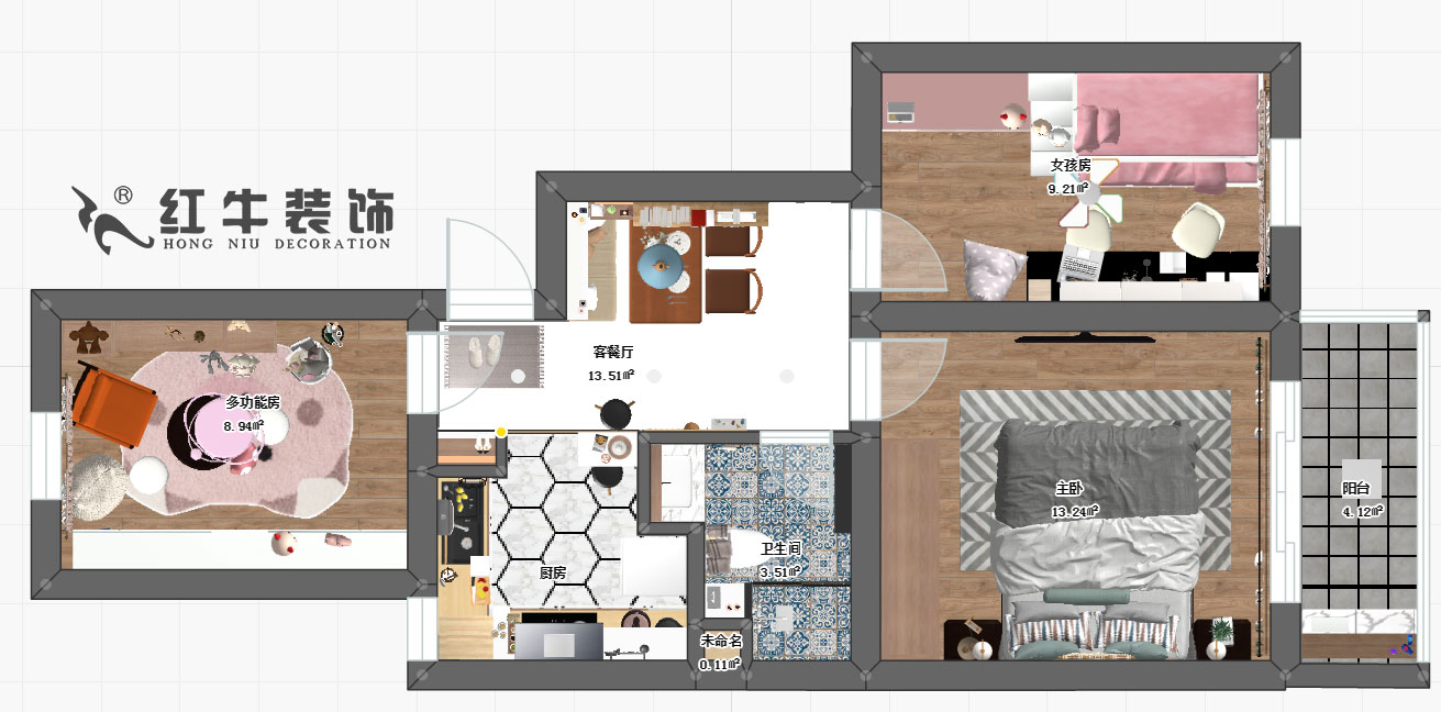 蔣琛_銀城花園147-302-70㎡-混搭風(fēng)格00彩平圖