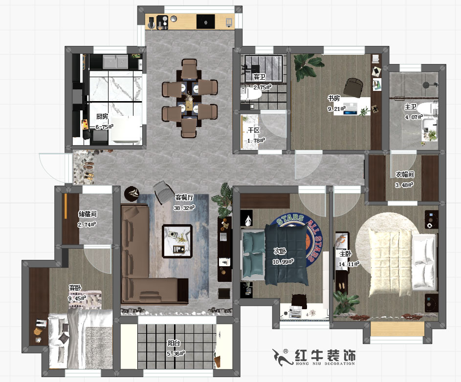 張桐瑋_電建洺悅府6-103-130㎡-現(xiàn)代簡約風格_3室2衛(wèi)_定制家￥17