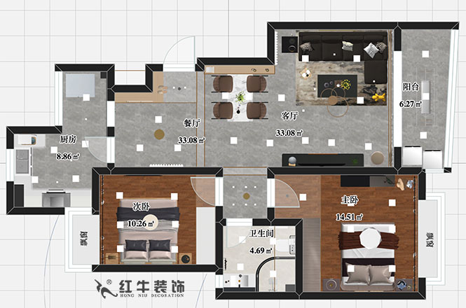 張智猿_聚寶山莊杜英街區(qū)10-802-90㎡-輕奢風(fēng)格00彩平圖