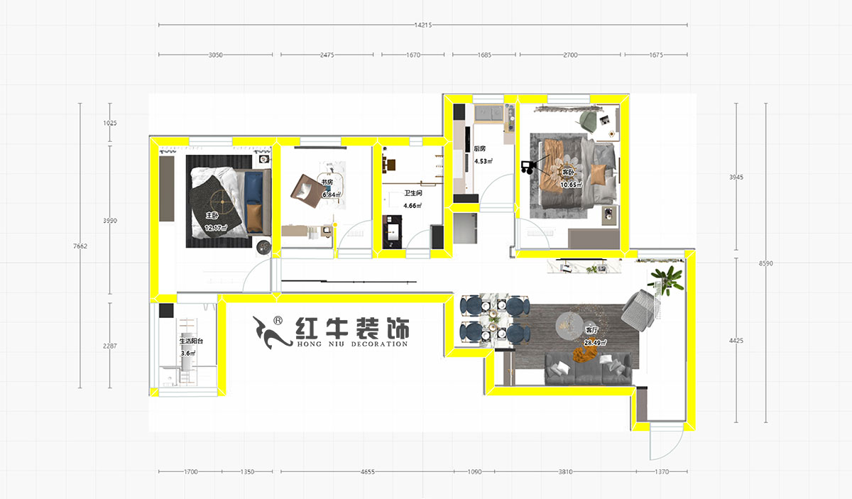 朱明琪_高教新村2-1608-98㎡-現(xiàn)代簡約風(fēng)格00彩平圖