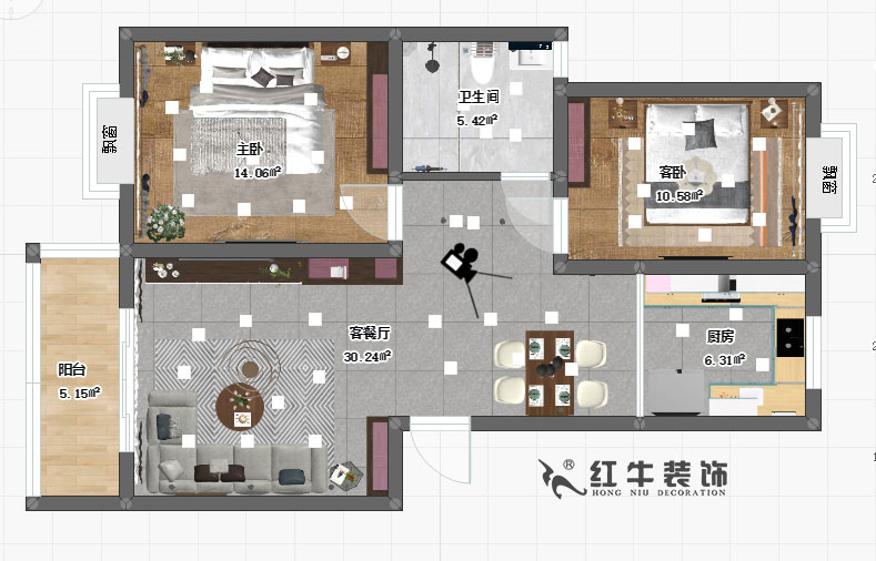 房亮_天潤(rùn)城6街區(qū)6-106-89㎡-簡(jiǎn)約風(fēng)格_2室2廳1衛(wèi)_定制家￥11