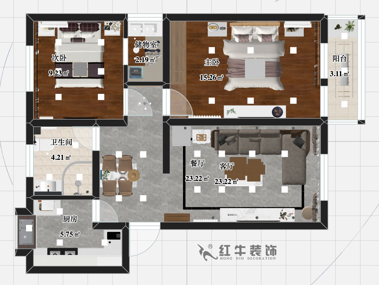 張智猿_九華山2號(hào)201-80㎡-簡(jiǎn)約風(fēng)格_2室2廳1衛(wèi)（舊房裝修）_成品家￥115756_全包11