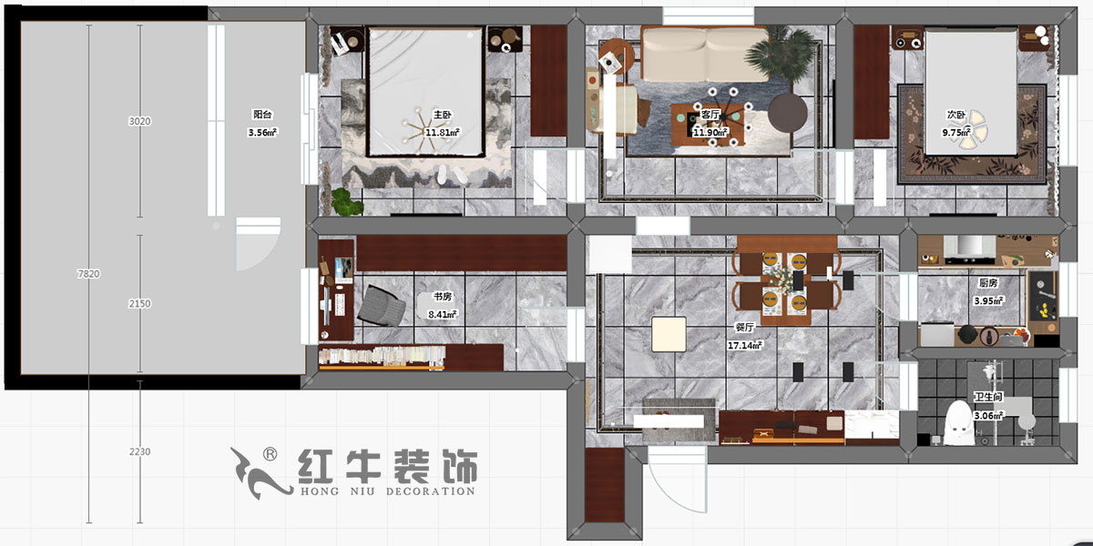 蔡成昊_花園路11號25-104-90㎡-現(xiàn)代簡約風(fēng)格_3室2廳1衛(wèi)（老房裝修）_定制家￥128966_全包12