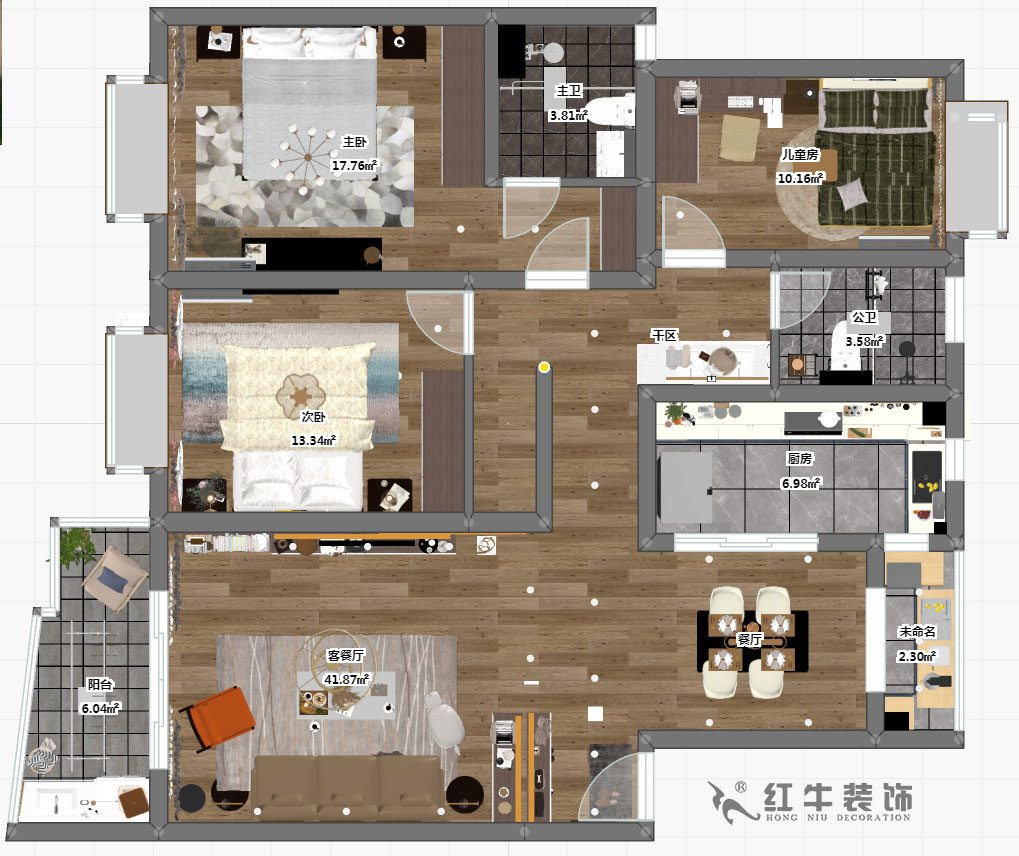 房亮_楓丹白露21-102-125㎡-現(xiàn)代簡(jiǎn)約風(fēng)格_3室2廳2衛(wèi)（老房裝修）_定制家￥214554_全包22萬(wàn)00_03彩平圖