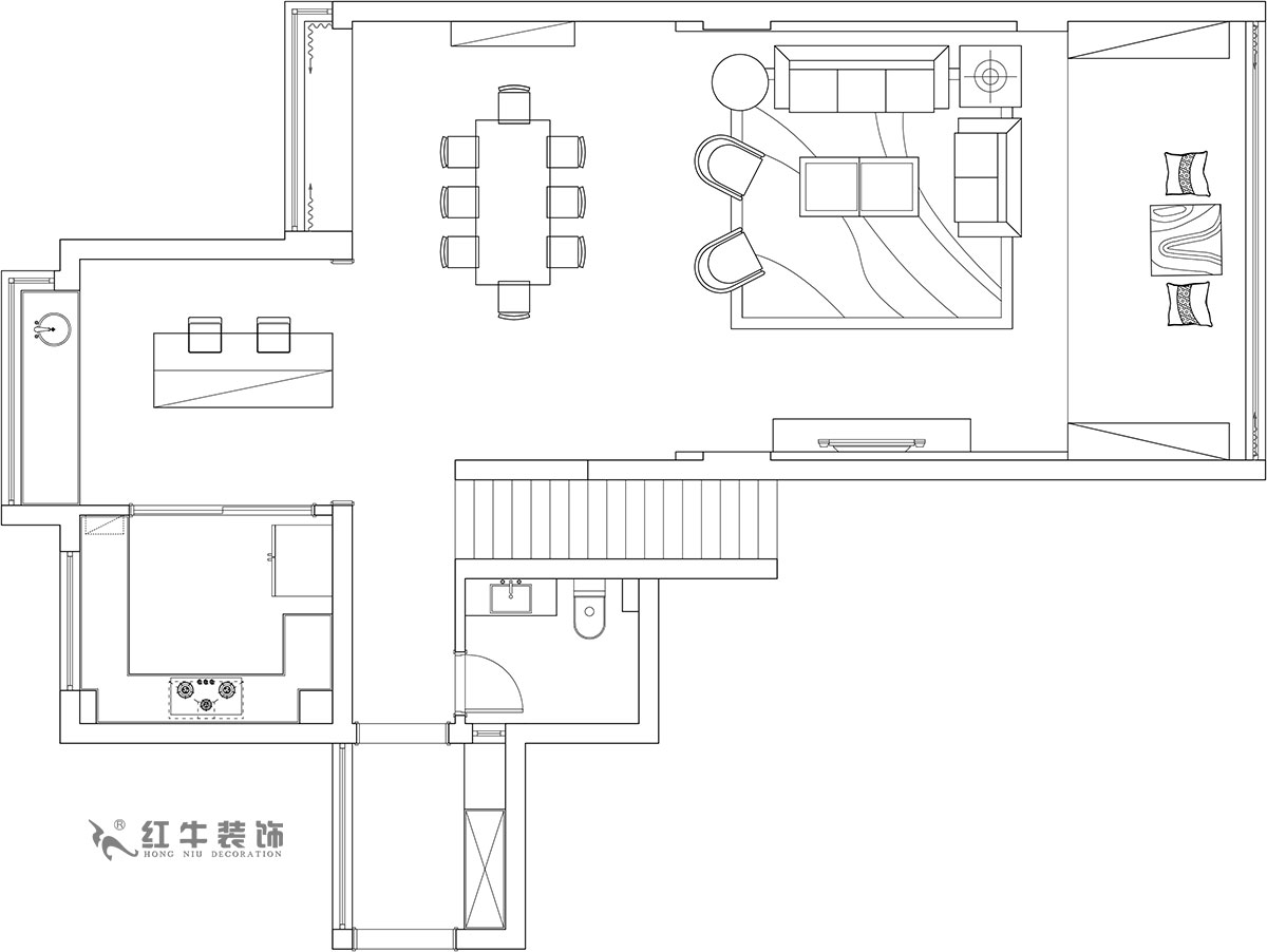 【實景案例】余瑋_棲園-200㎡-輕奢風格_4室3廳3衛(wèi)（新房裝修）_全包35萬00_02一樓是日常休閑的活動區(qū)域