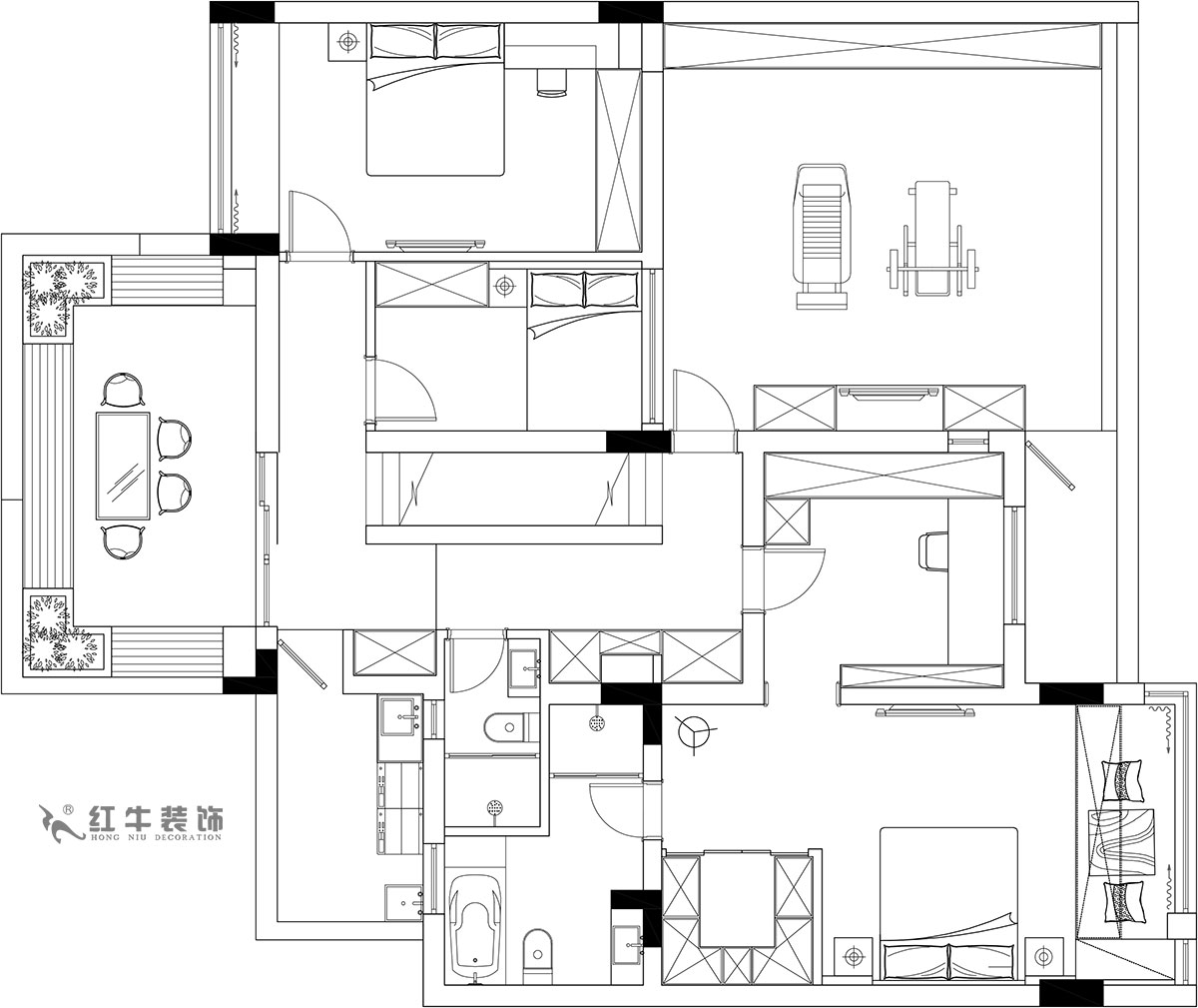 【實景案例】余瑋_棲園-200㎡-輕奢風格_4室3廳3衛(wèi)（新房裝修）_全包35萬00_04二樓作為休息區(qū)和工作區(qū)