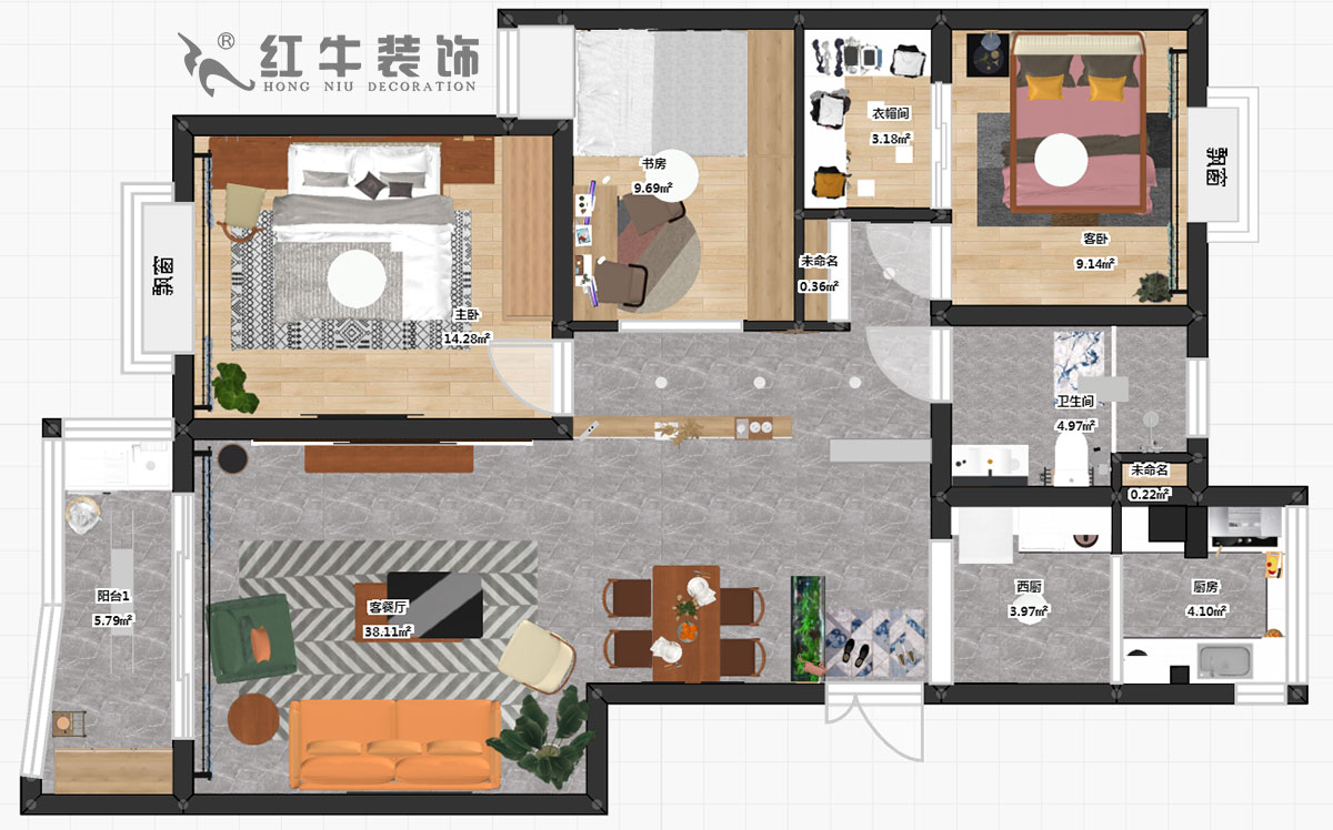 熊浩宇_惠紡園1-1-302-115㎡-現(xiàn)代簡(jiǎn)約風(fēng)格_3室2廳1衛(wèi)（老房翻新）_定制家￥128340_全包12萬00_03彩平圖