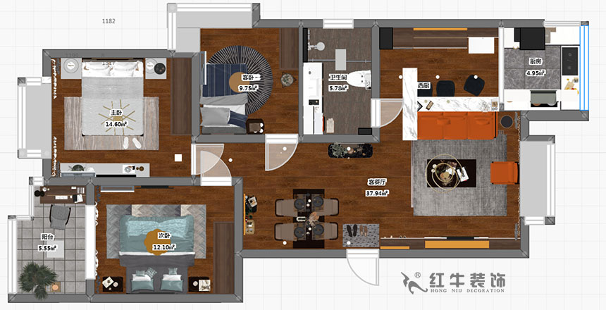 顧娟_東城水岸2-106-115㎡-現(xiàn)代風(fēng)格_3室2廳1衛(wèi)（舊房裝修）_定制家￥154340_全包17萬(wàn)00_03彩平圖