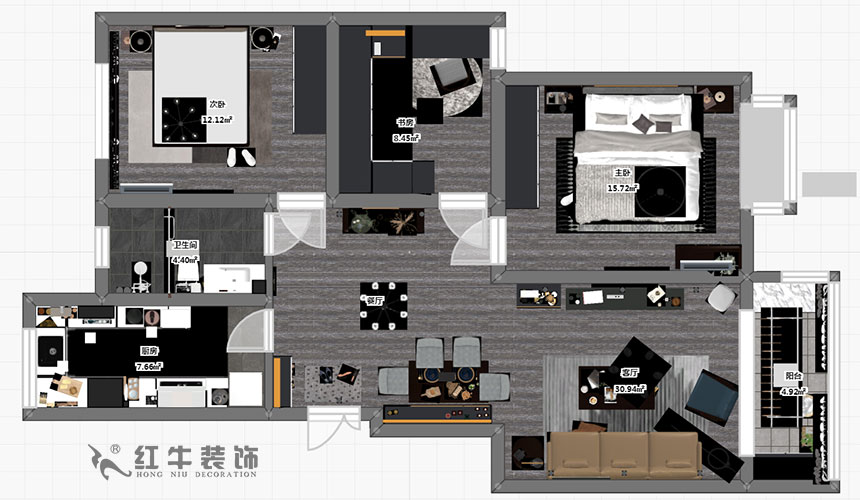 吳波_華匯康城23-404-105㎡-現(xiàn)代風格_3室2廳1衛(wèi)（舊房裝修）_定制家￥155943_全包15