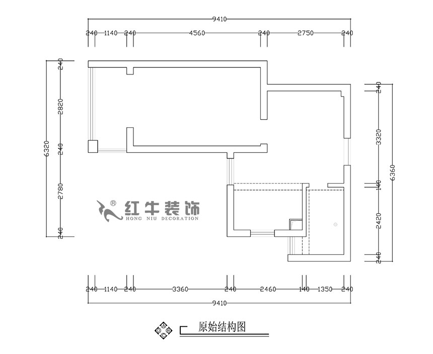 張智猿_銀龍四期11棟2-706-42㎡-現(xiàn)代簡約風(fēng)格_1室1廳1衛(wèi)（老房裝修）_定制家￥79453_全包8萬00_01原始結(jié)構(gòu)圖