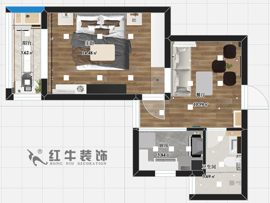 張智猿_銀龍四期11棟2-706-42㎡-現(xiàn)代簡約風(fēng)格_1室1廳1衛(wèi)（老房裝修）_定制家￥79453_全包8萬00_03彩平圖