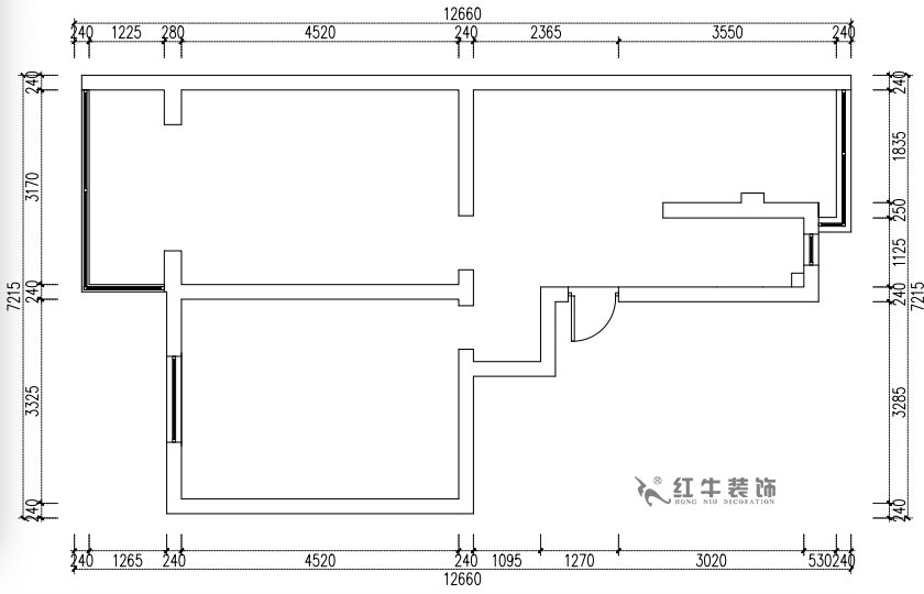 張桐瑋｜天津新村25-304-64㎡-現(xiàn)代簡(jiǎn)美風(fēng)格｜2室1廳1衛(wèi)｜老房裝修｜定制家￥71800｜全包10萬(wàn)｜00_01原始結(jié)構(gòu)圖