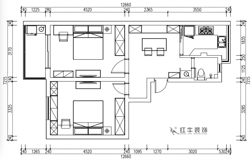 張桐瑋｜天津新村25-304-64㎡-現(xiàn)代簡(jiǎn)美風(fēng)格｜2室1廳1衛(wèi)｜老房裝修｜定制家￥71800｜全包10萬(wàn)｜00_02平面方案圖