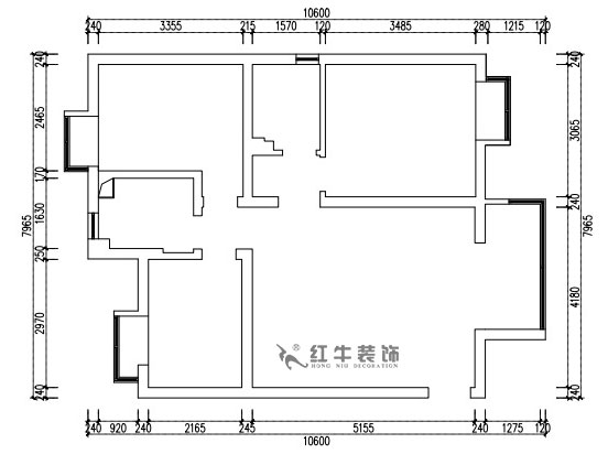 張桐瑋｜江雁依山郡23-901-76㎡-現(xiàn)代簡約風(fēng)格｜3室1廳1衛(wèi)｜舊房改造｜定制家￥93180｜全包10萬｜00_01原始結(jié)構(gòu)圖