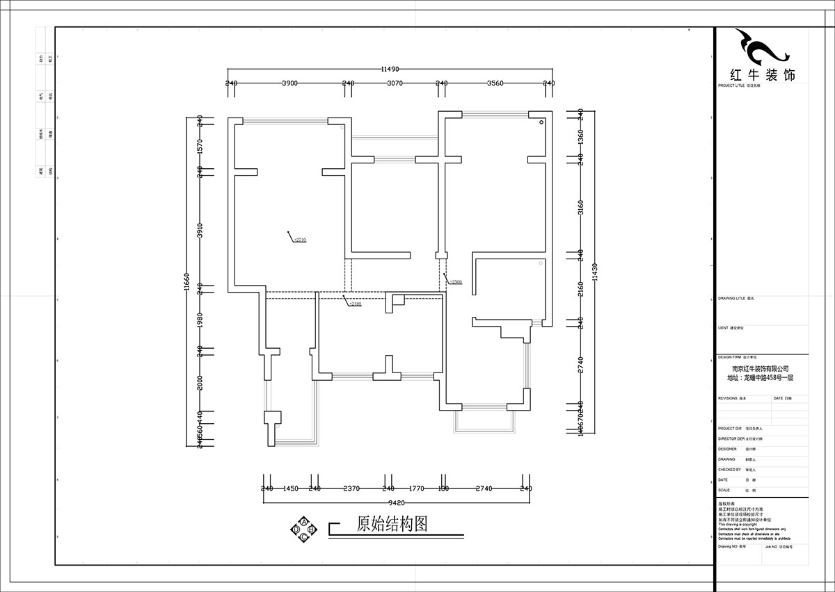 張智猿｜弘陽上院19-504-110㎡-現(xiàn)代風(fēng)格｜3室2廳1衛(wèi)｜新房裝修｜定制家￥100902｜全包14萬｜00_01原始結(jié)構(gòu)圖