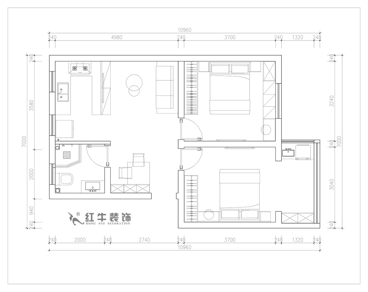 朱明琪｜旭光里57-4-407-69㎡-現(xiàn)代簡約風(fēng)格｜2室2廳1衛(wèi)｜老房翻新｜定制家￥113520｜全包11萬｜00_02平面布置圖