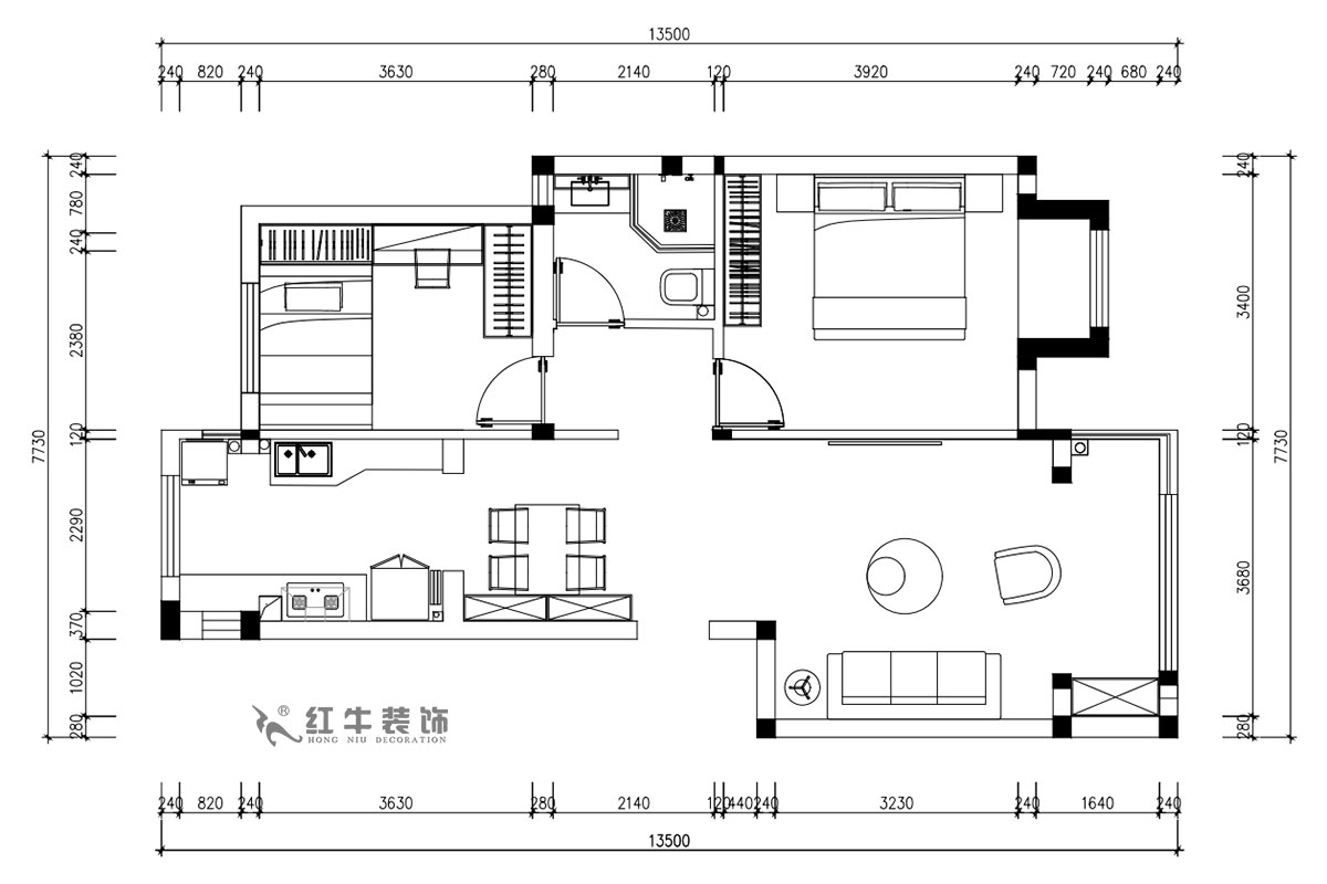 朱明琪｜遠拓橡樹城12-3-505-85㎡-現(xiàn)代簡約風(fēng)格｜3室2廳1衛(wèi)｜新房裝修｜定制家￥120106｜全包12萬｜00_02平面方案圖