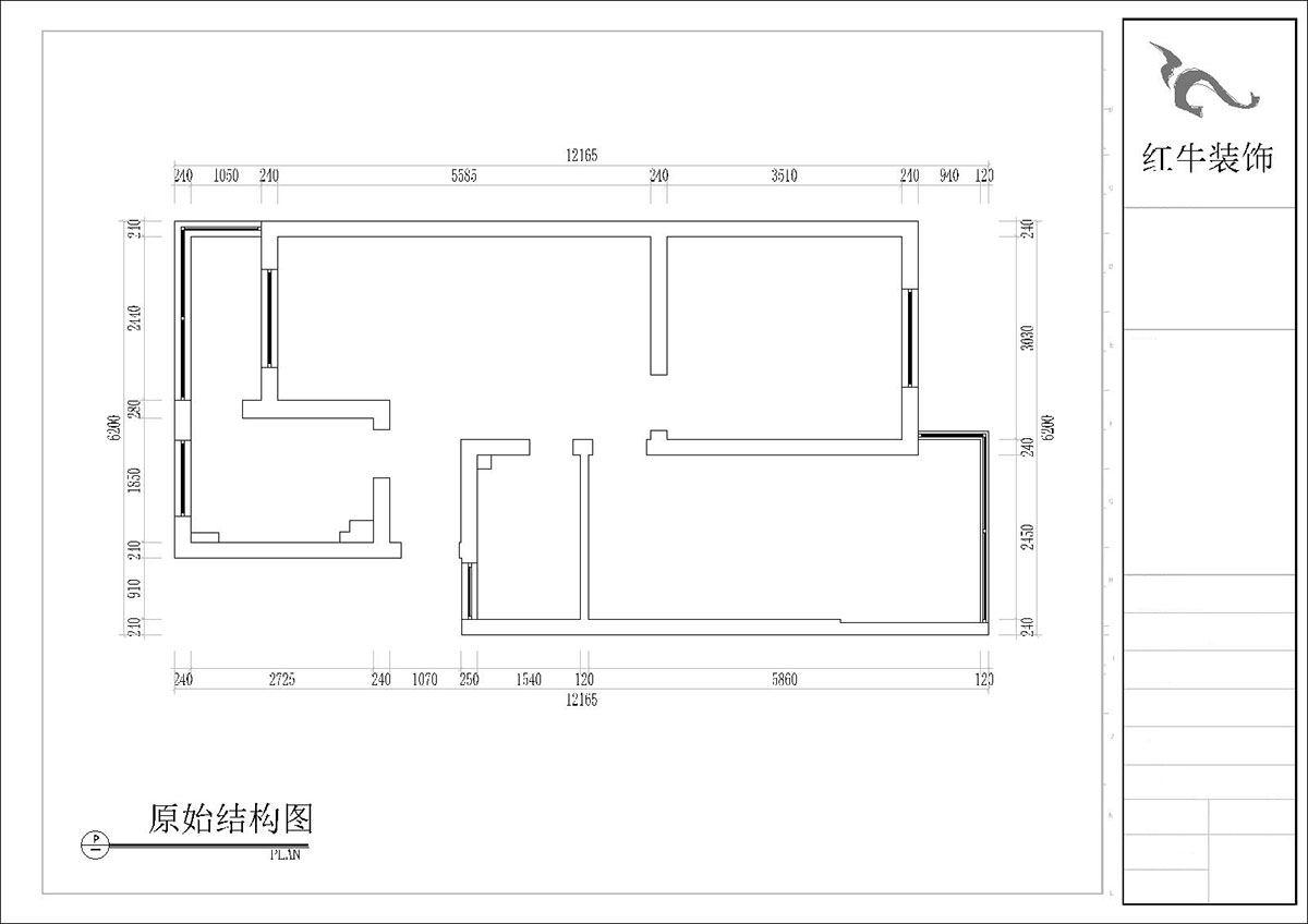 張桐瑋｜四方新村七村2-405-85㎡-現(xiàn)代簡約風(fēng)格｜3室1廳1衛(wèi)｜毛坯裝修｜定制家｜全包10萬｜00_01原始結(jié)構(gòu)圖