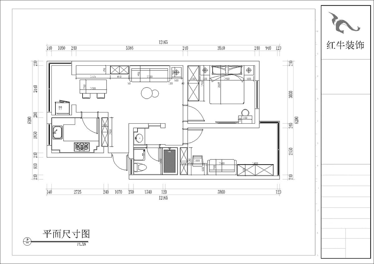 張桐瑋｜四方新村七村2-405-85㎡-現(xiàn)代簡約風(fēng)格｜3室1廳1衛(wèi)｜毛坯裝修｜定制家｜全包10萬｜00_03平面尺寸圖