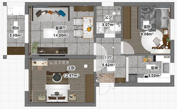 吳波｜馬臺(tái)街56號(hào)502-401-60㎡-現(xiàn)代風(fēng)格｜2室2廳1衛(wèi)｜老房裝修｜定制家｜全包9