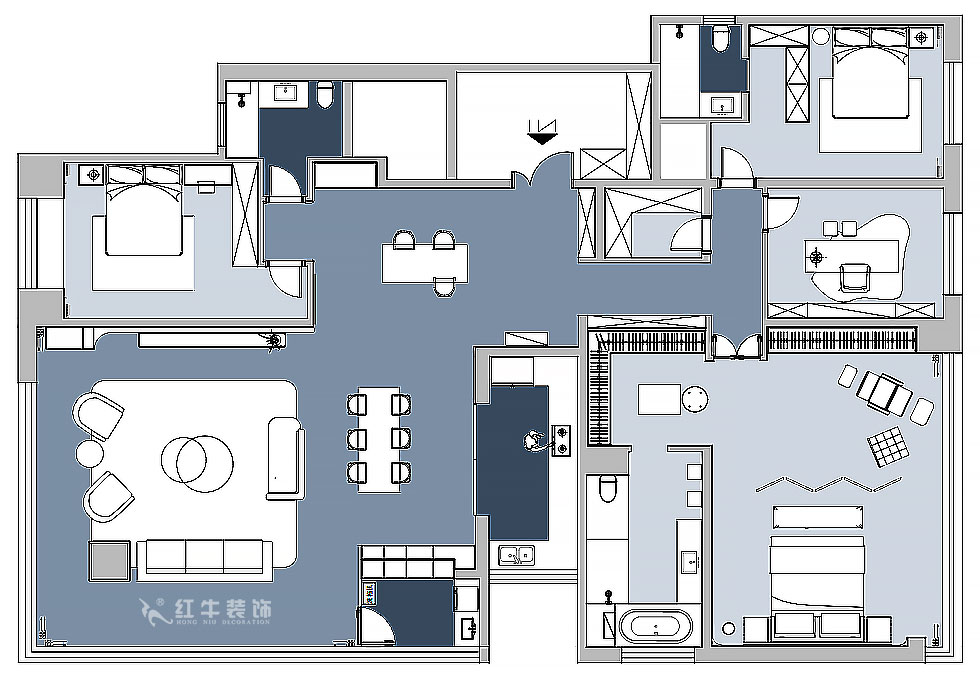 【實景案例】朱明琪｜天鵝堡花園-280㎡-現代輕奢風格｜3室2廳2衛(wèi)｜精裝修改造｜改造家｜全包30萬｜00_02平面布置圖