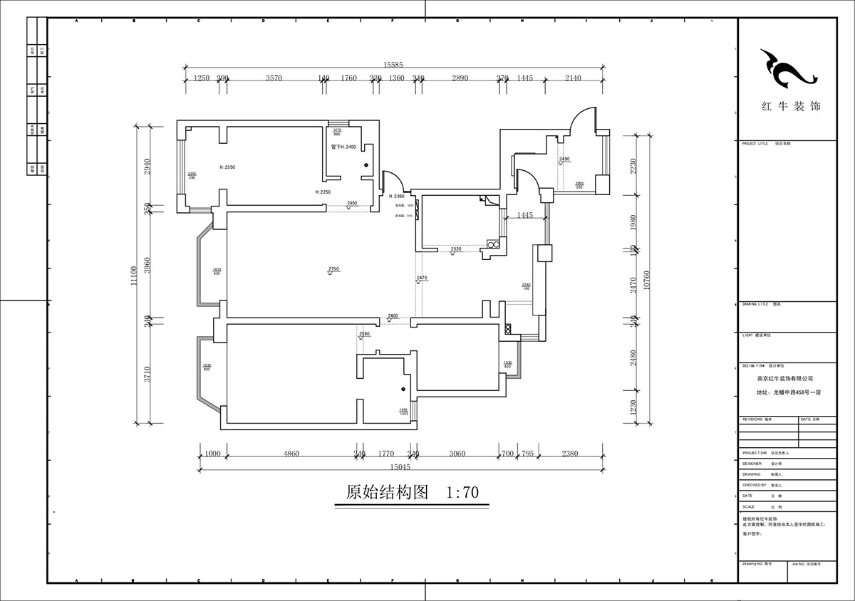 蔣?。鸪?1-3-2206-140㎡-法式奶油風(fēng)格｜3室2廳2衛(wèi)｜新房裝修｜定制家｜全包23萬(wàn)｜00_01原始結(jié)構(gòu)圖