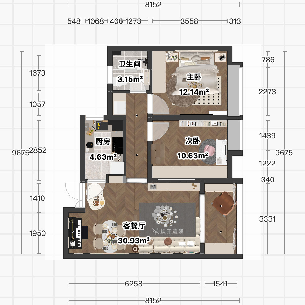 顧娟｜北外灘水城16街區(qū)11-903-80㎡-簡歐風(fēng)格｜2室2廳1衛(wèi)｜新房裝修｜定制家｜全包12